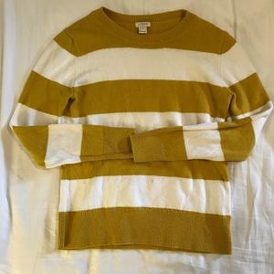 Mustard and White Striped JCrew Sweater